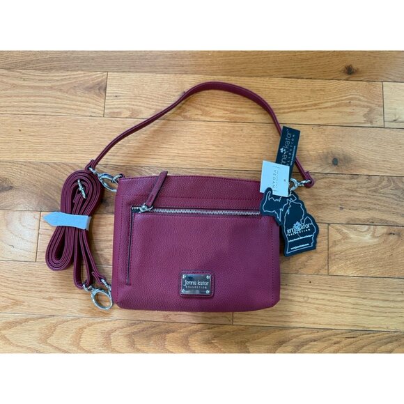 Jenna Kator  Vegan Leather Handbag Purse #906 Berry Two Straps New W/Tags - Picture 1 of 7